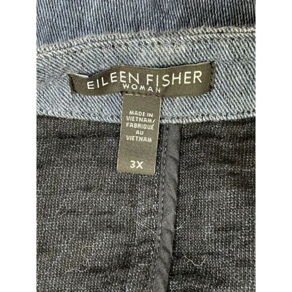 Eileen Fisher Women's 3X Blue Sweater Organic Cotton Linen Cardigan Open Front - Picture 4 of 9